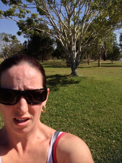 This is me trying to catch my breath at the end of my first run.  Before I collapsed.  